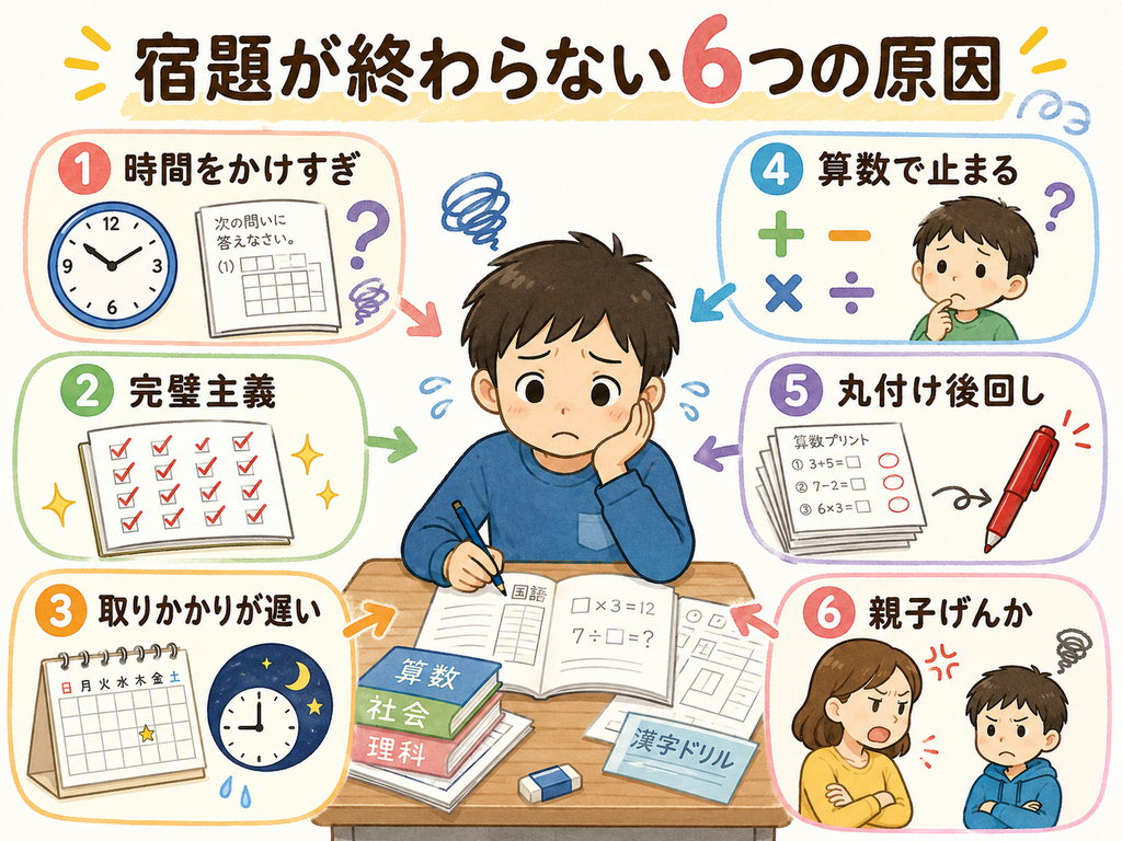 日能研の宿題が終わらない6つの原因