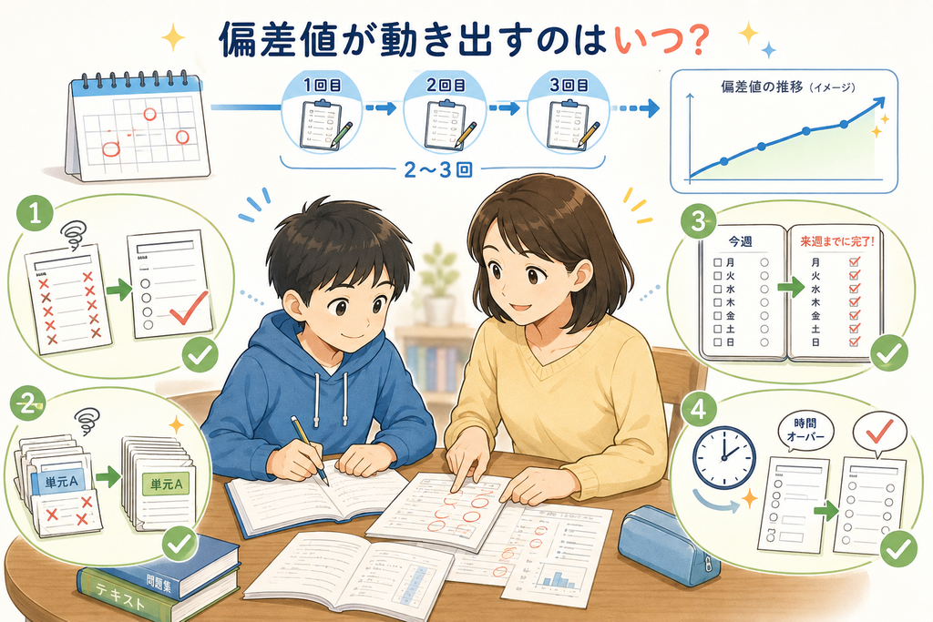 偏差値が動くまでの期間と、その前に現れる4つのサイン